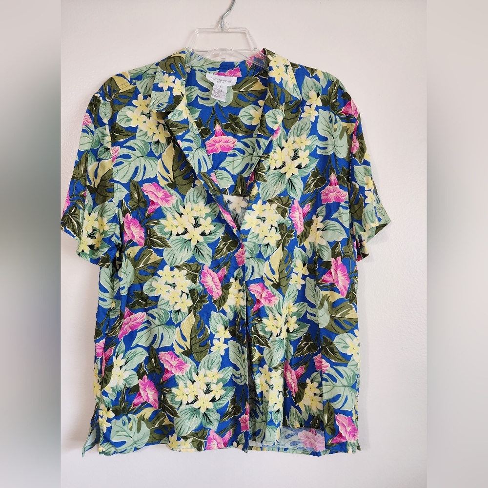 Jones New York Blue Floral Shirt